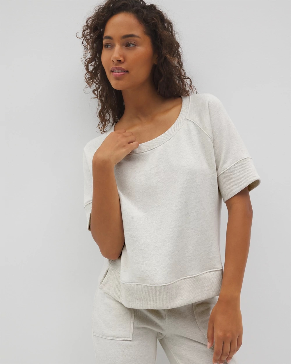 ★MOHAN★ RTS DRAPED NECK SILKET TOP _3COLORS Cotton Terry Dolman Top | Soma